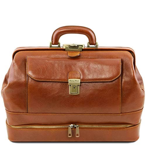 Honey leather doctor's bag by Tuscany Leather with double bottom